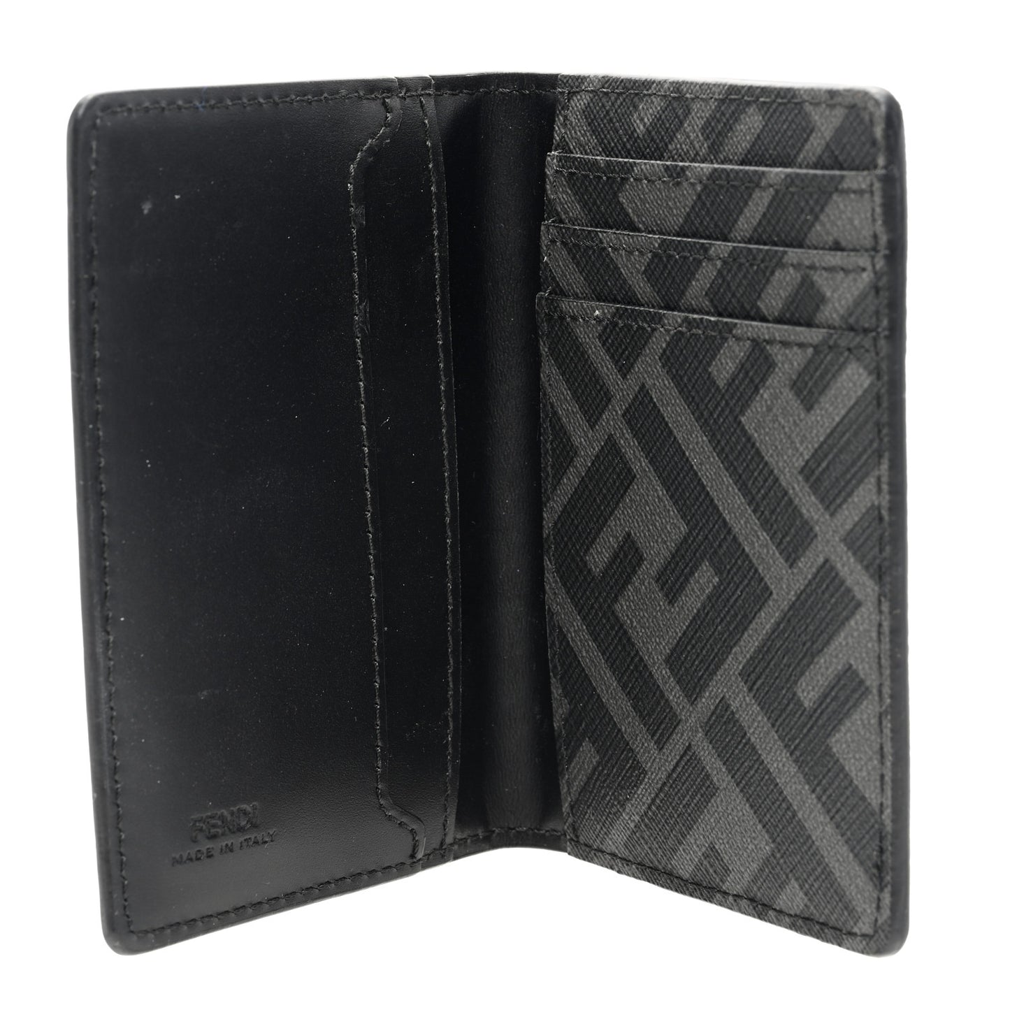 Glazed Fabric Vitello FF 1974 Bi-Fold Wallet Black Gray
