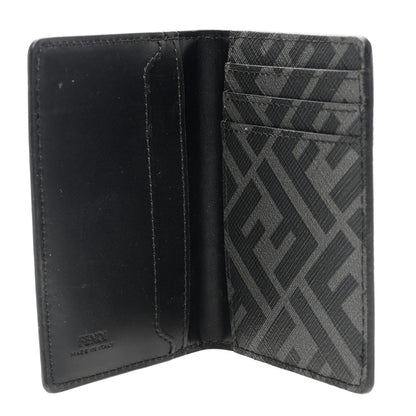 Fendi Glazed Fabric Vitello FF 1974 Bi-Fold Wallet Black Gray 5 of 6