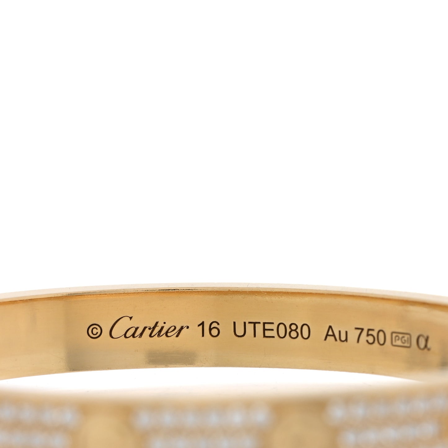 18K Yellow Gold Diamond LOVE Paved Bracelet 16