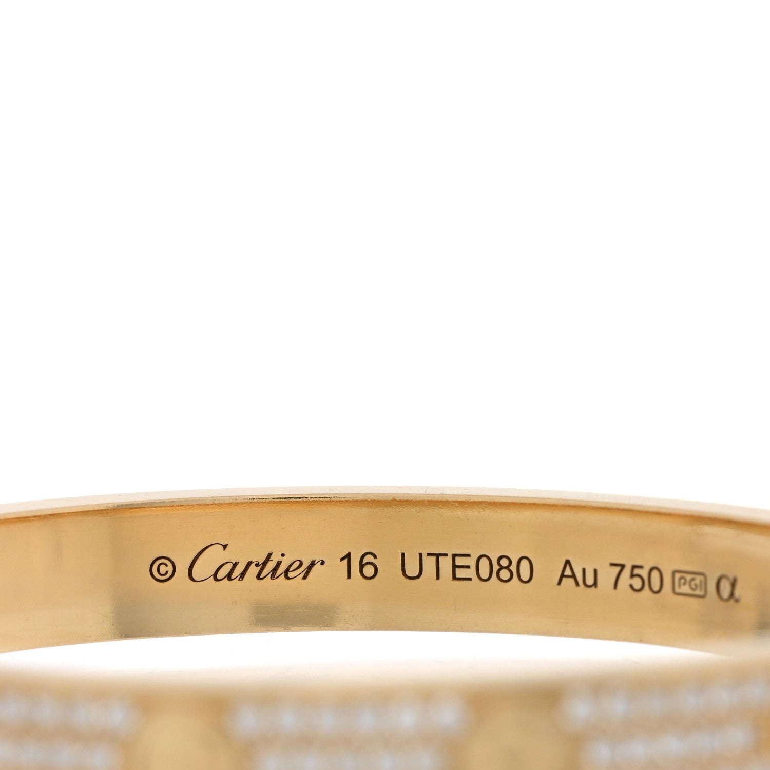 Cartier 18K Yellow Gold Diamond LOVE Paved Bracelet 16 3 of 6