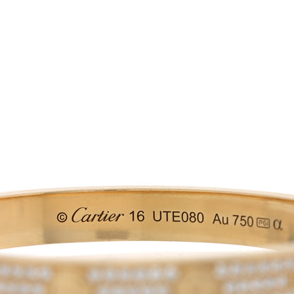 Cartier 18K Yellow Gold Diamond LOVE Paved Bracelet 16 3 of 6