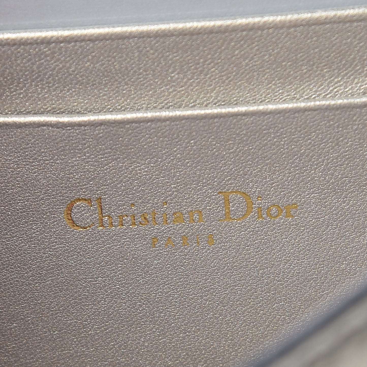 Metallic Calfskin Mini J'Adior Wallet On Chain Pouch Gold