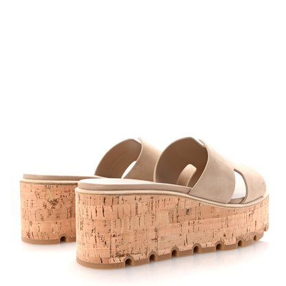 Hermes Suede Goatskin Cork Eze 30 Sandals 38 Beige Argile 5 of 10