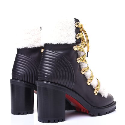 Christian Louboutin Calfskin Shearling Yetita 70 Hiker Booties 38 Black 2 of 10