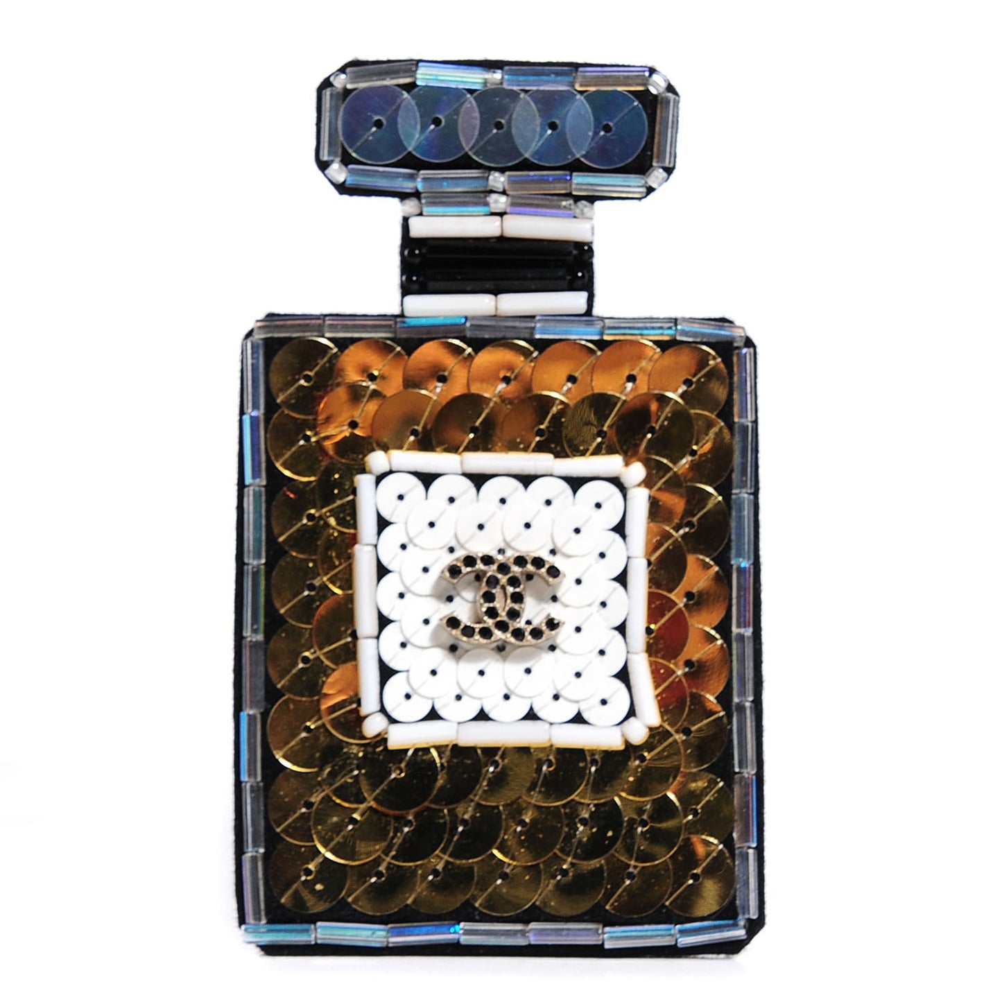 Crystal CC Sequin Perfume Brooch