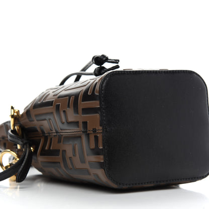 Fendi Vitello Liberty F is Fendi Bi-Color FF 1974 Embossed Mini Mon Tresor Bucket Bag Maya Black 8 of 9
