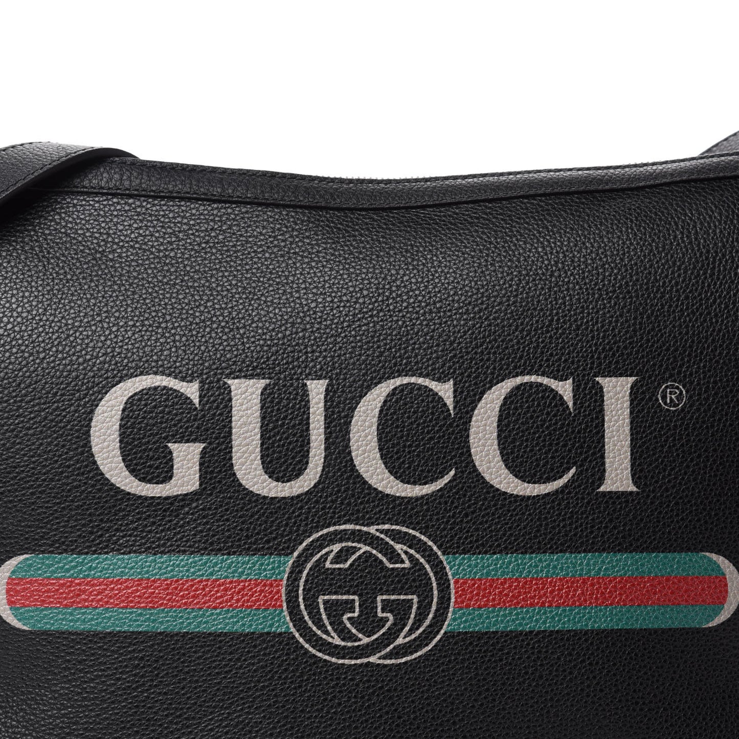 Grained Calfskin Logo Half Moon Hobo Black