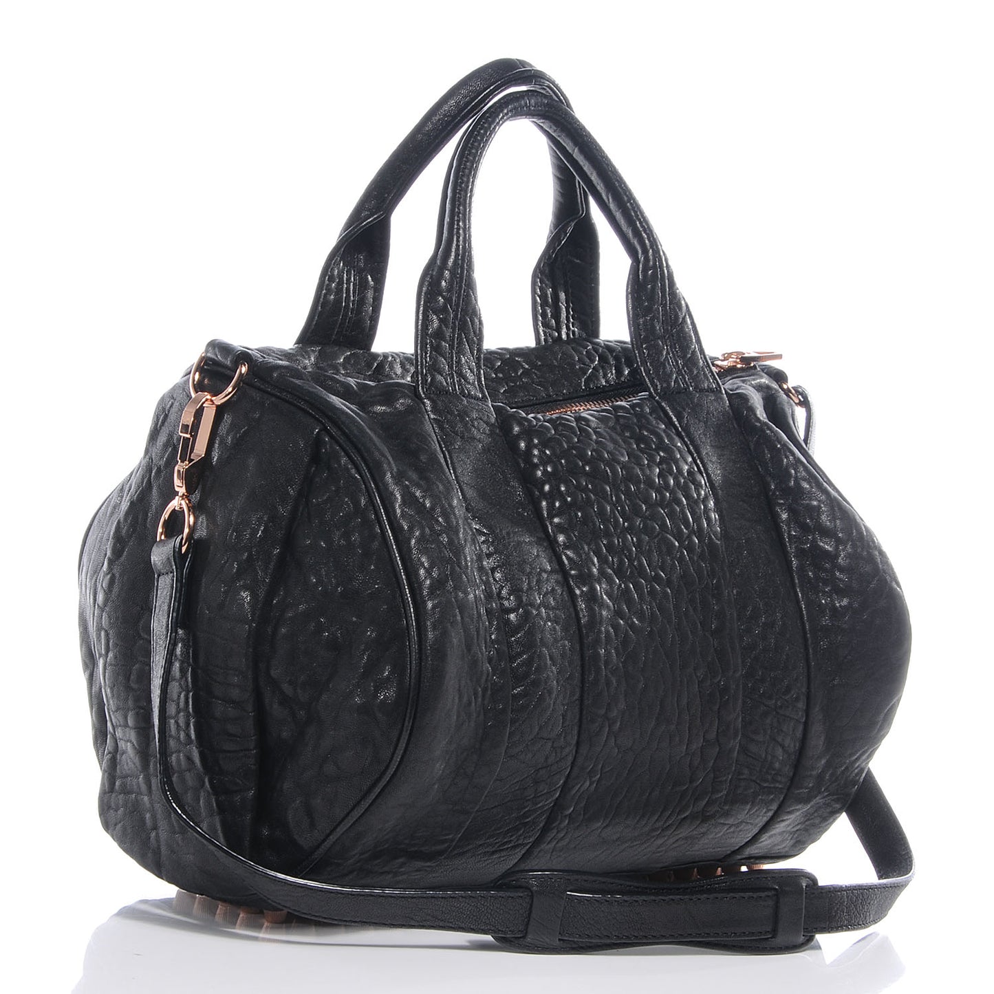 Leather Rocco w Rose Gold Hardware Black