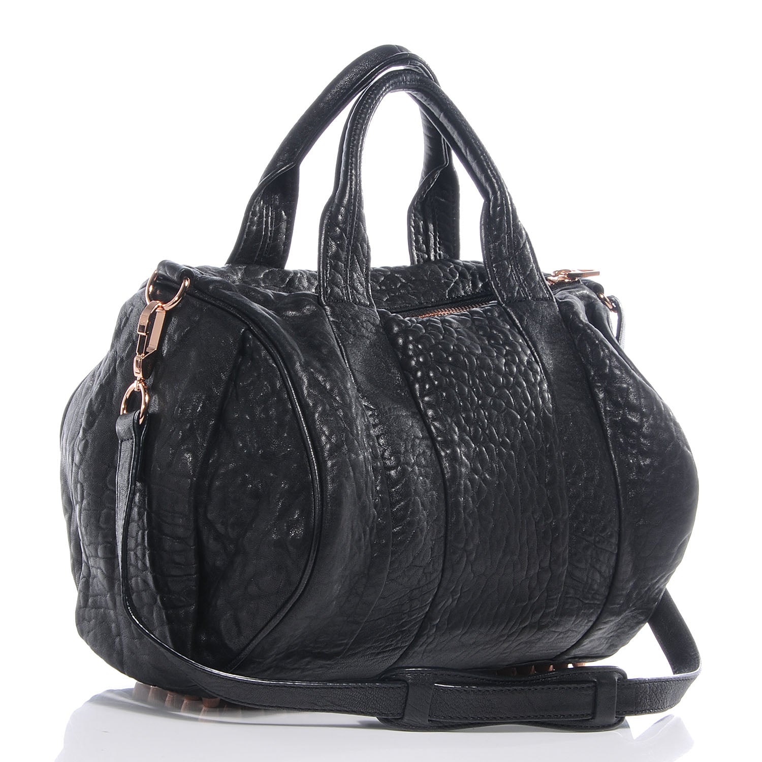 Alexander Wang Leather Rocco w Rose Gold Hardware Black 3 of 7