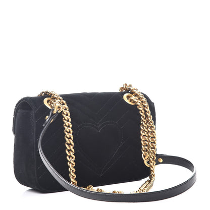 Gucci Velvet Matelasse Mini GG Marmont Shoulder Bag Black 3 of 15