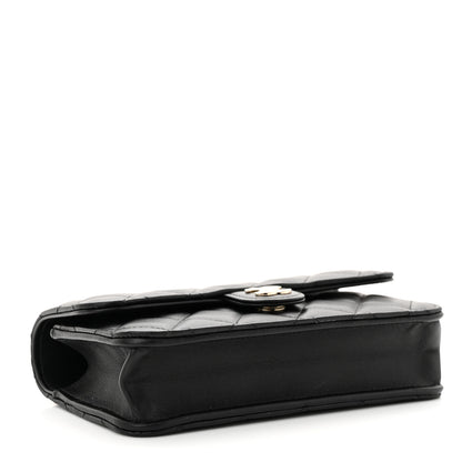 Chanel Lambskin Quilted Flap Phone Holder With Chain Black 4 of 12