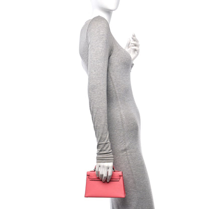 Hermes Chevre Mysore Verso Mini Kelly Sellier 20 Rose D'Ete Rouge H 2 of 11