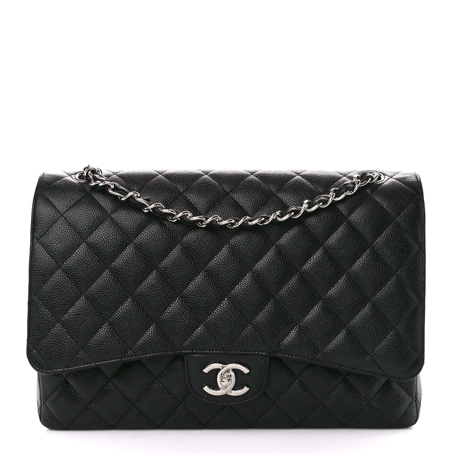 Caviar Quilted Maxi Double Flap Black