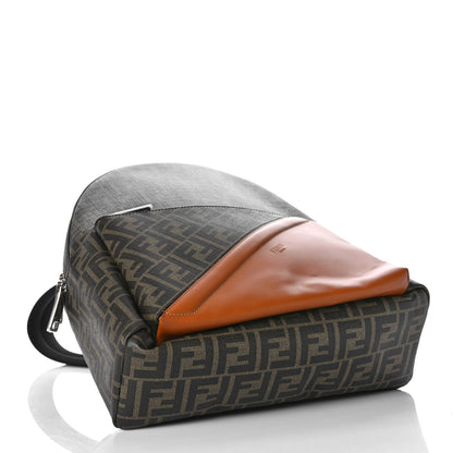 Fendi Glazed Fabric Vitello King FF 1974 Diagonal Pouch Pocket Backpack Tobacco Moro Cuoio 4 of 8