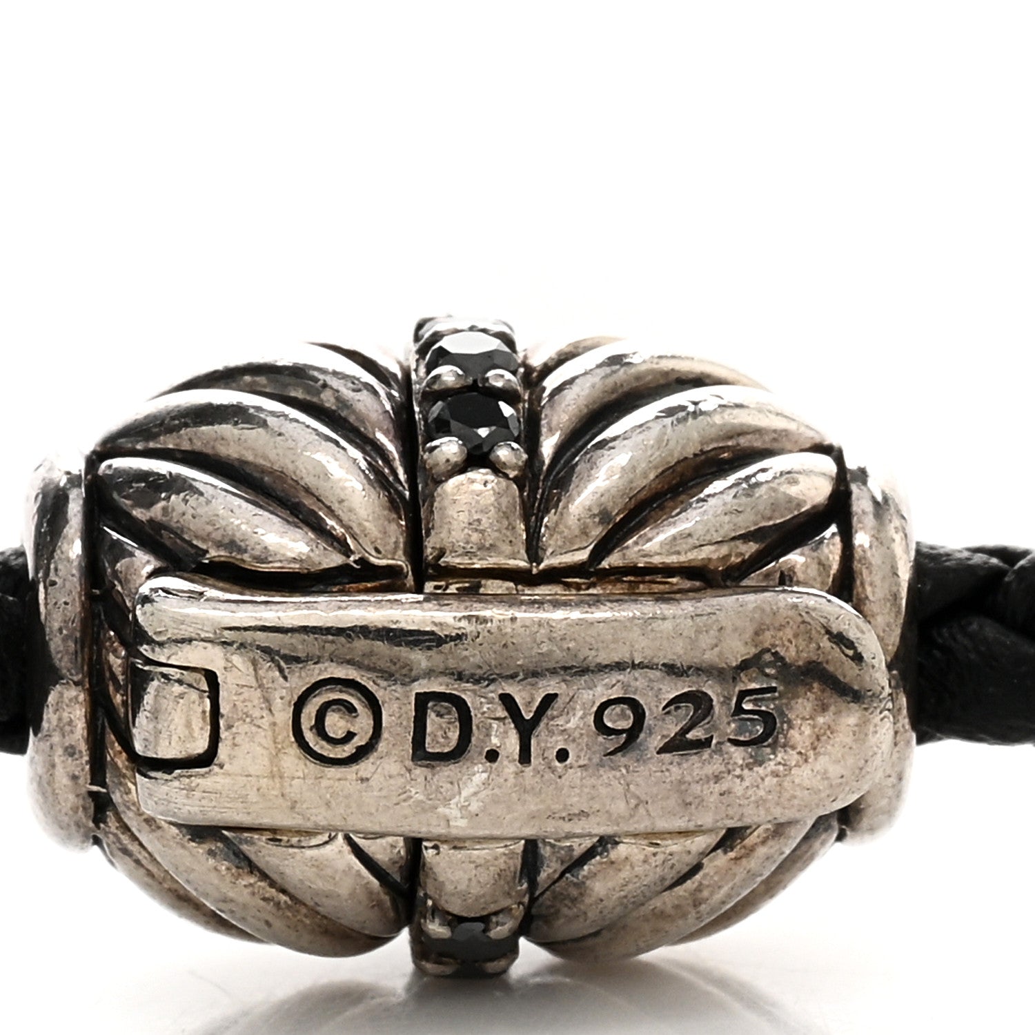 David Yurman Sterling Silver Black Diamond Leather Chevron Bracelet 3 of 3