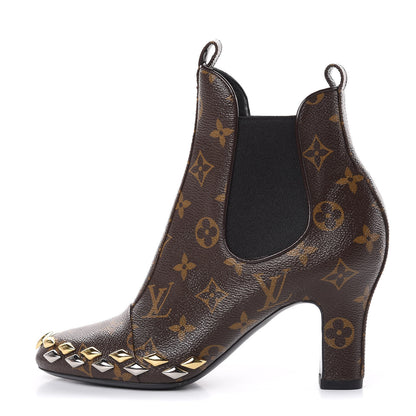 Louis Vuitton Monogram Gold Rush Studded Uniformes Cap Toe Chelsea 75mm Ankle Boots 37 1 of 9
