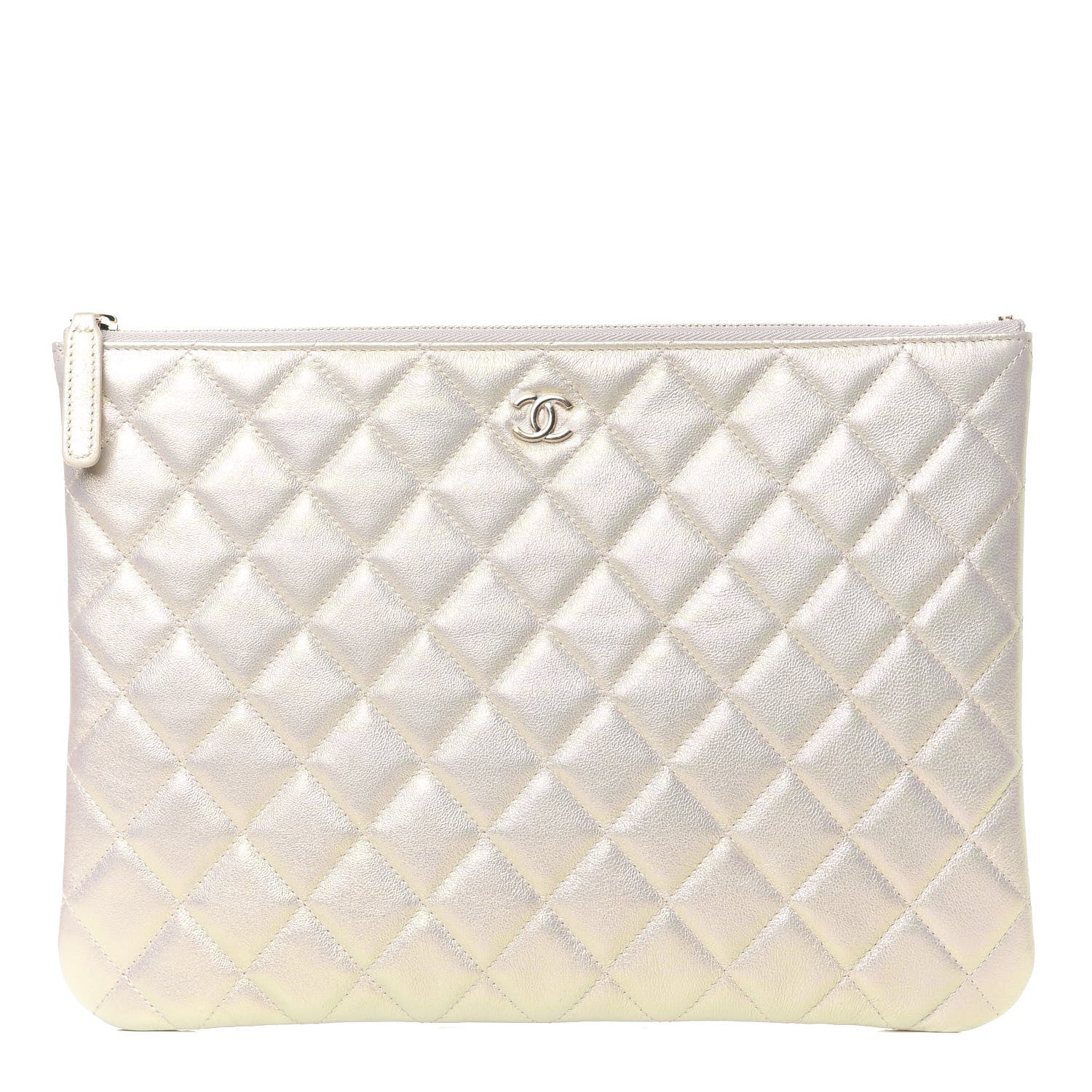 Chanel Iridescent Lambskin Quilted Medium Cosmetic Case White 1 of 8