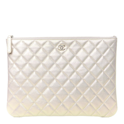 Chanel Iridescent Lambskin Quilted Medium Cosmetic Case White 1 of 8