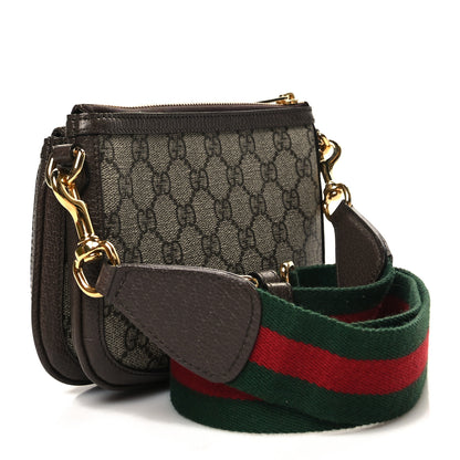 Gucci GG Supreme Monogram Textured Dollar Calfskin Web Mini Blondie Crossbody Bag Beige Ebony New Acero 3 of 14