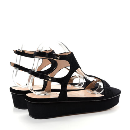 Valentino Garavani Velvet Flat Platform Sandals 39 Black 4 of 10