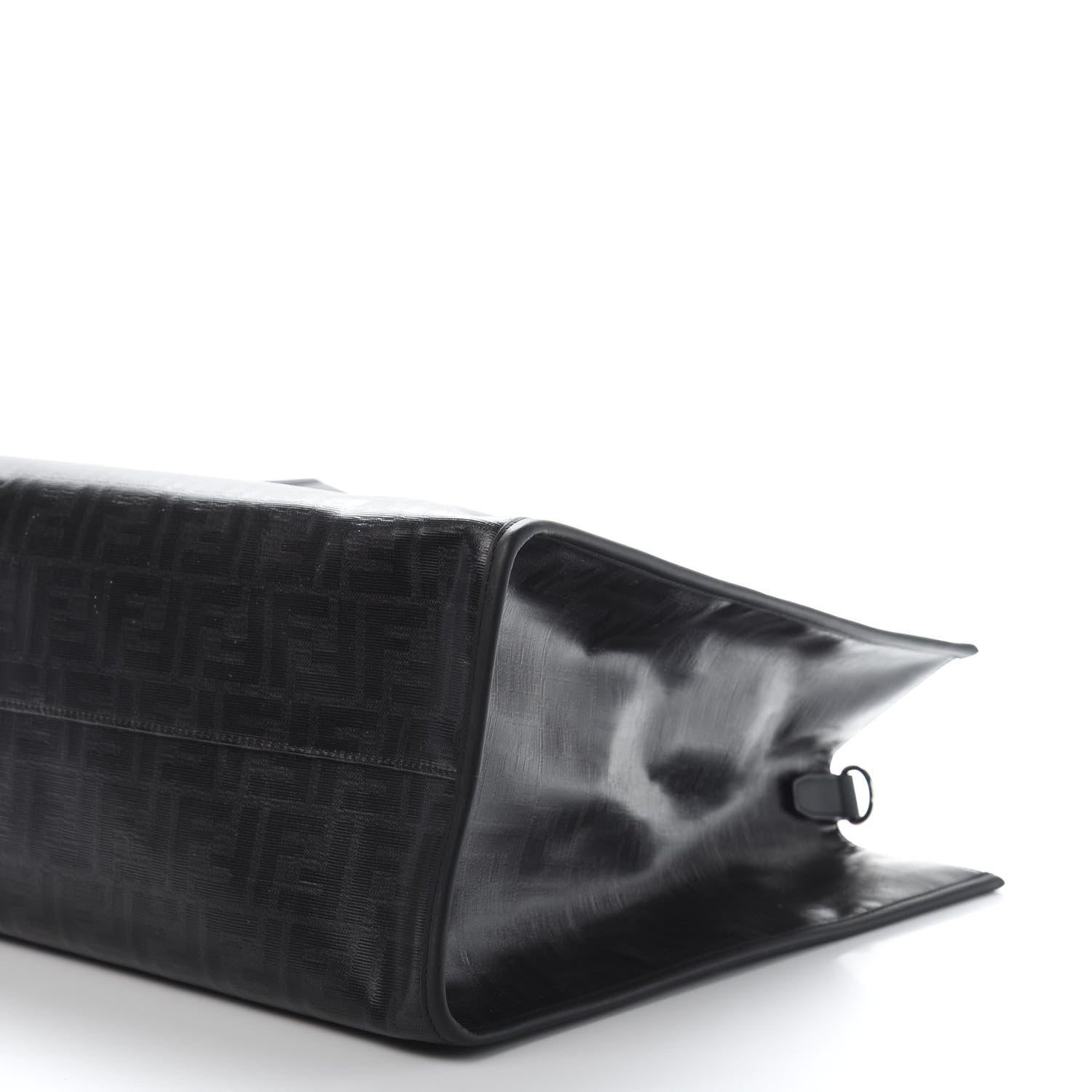 Fendi Glazed Fabric Vitello Century FF 1974 Stamp Patch Shopping Tote Black 10 of 11