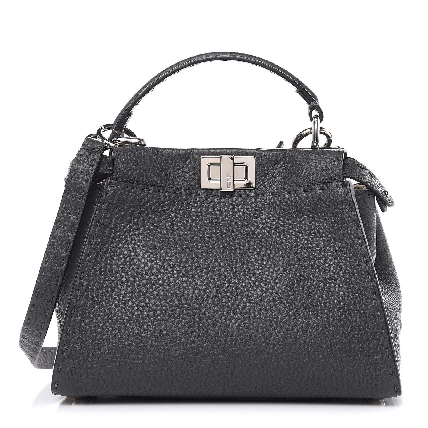 Cuoio Romano Selleria Bi-Color Mini Peekaboo Iconic Satchel Asfalto Latte