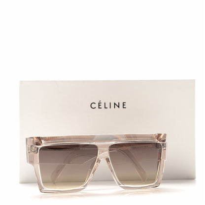 Celine Square Acetate Transparent Smoke Flat Sunglasses CL 40030F Pink 8 of 8