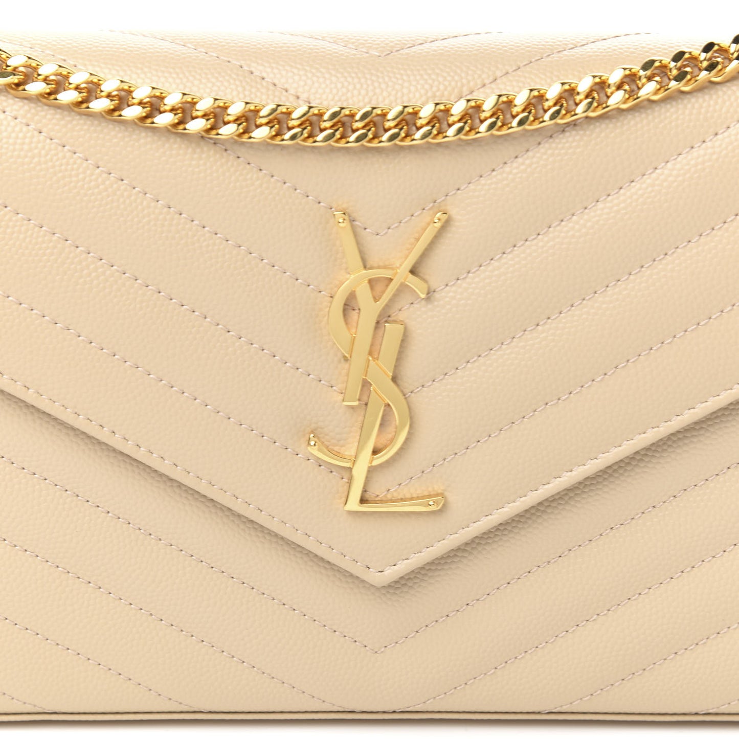 Grain De Poudre Matelasse Chevron Monogram Chain Wallet Nude Powder
