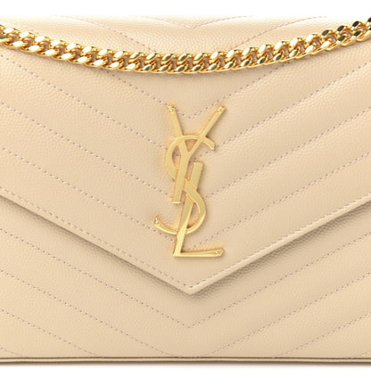 Saint Laurent Grain De Poudre Matelasse Chevron Monogram Chain Wallet Nude Powder 8 of 8