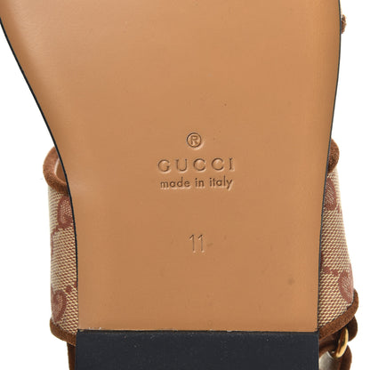 Gucci Canvas GG Monogram Mens Slingback Flat Sandals 11 Beige Ruggine Cuir 7 of 8