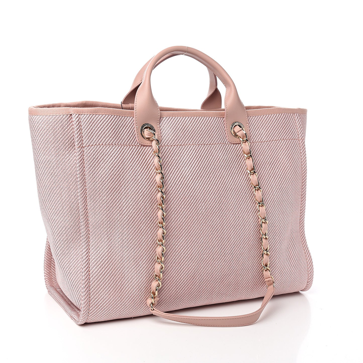 Mixed Fibers Calfskin Medium Deauville Tote Rose Pink