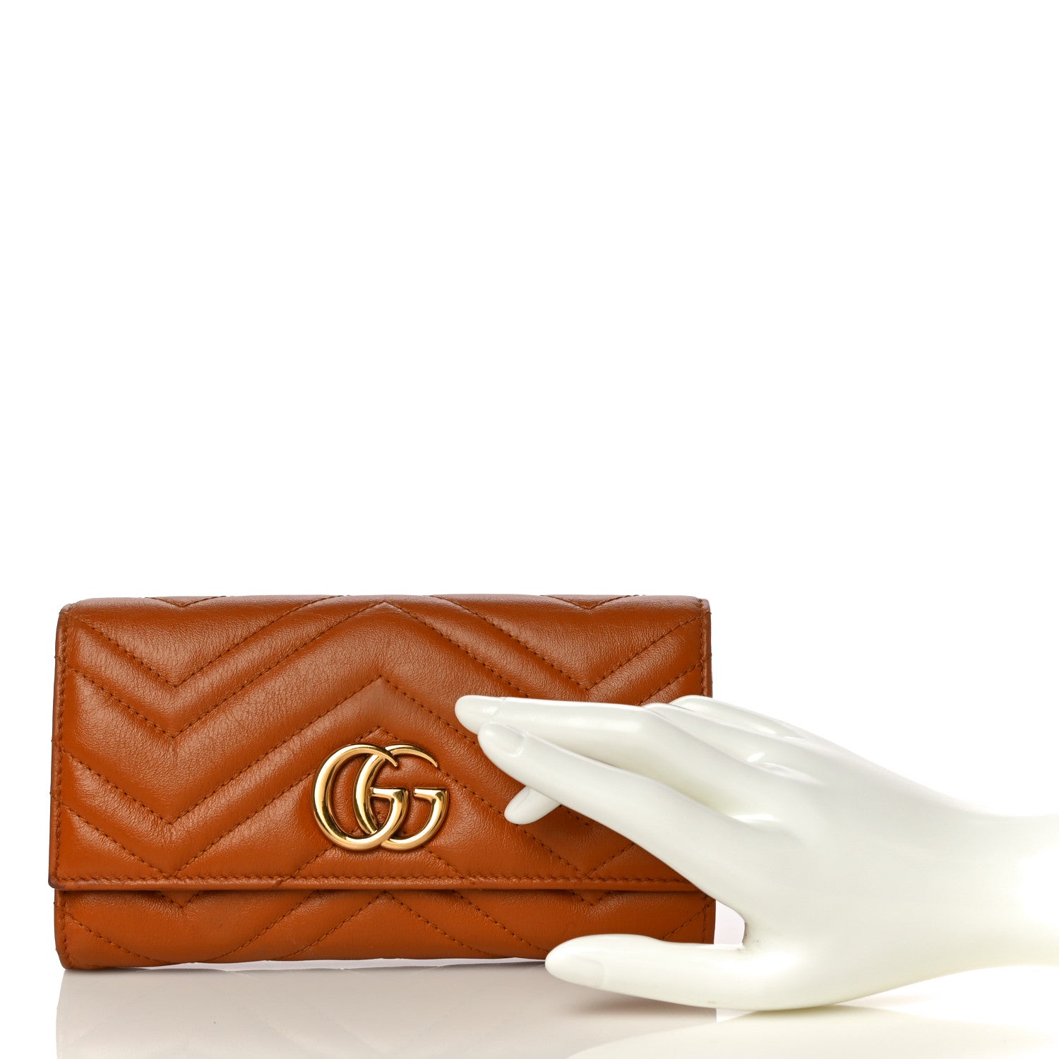 Gucci Calfskin Matelasse GG Marmont Continental Wallet Cognac 2 of 11