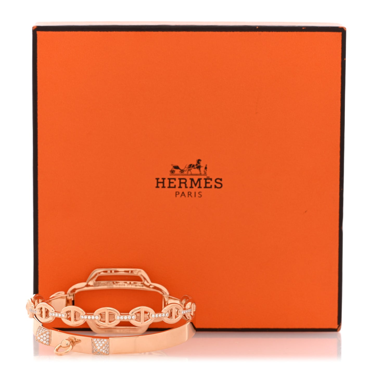 18K Rose Gold Diamond Alchimie Chaine D'Ancre Collier Bracelet