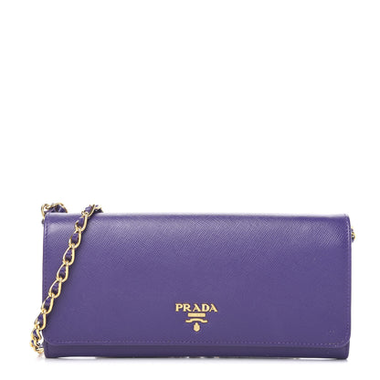 Prada Saffiano Metal Oro Chain Wallet Viola 1 of 9