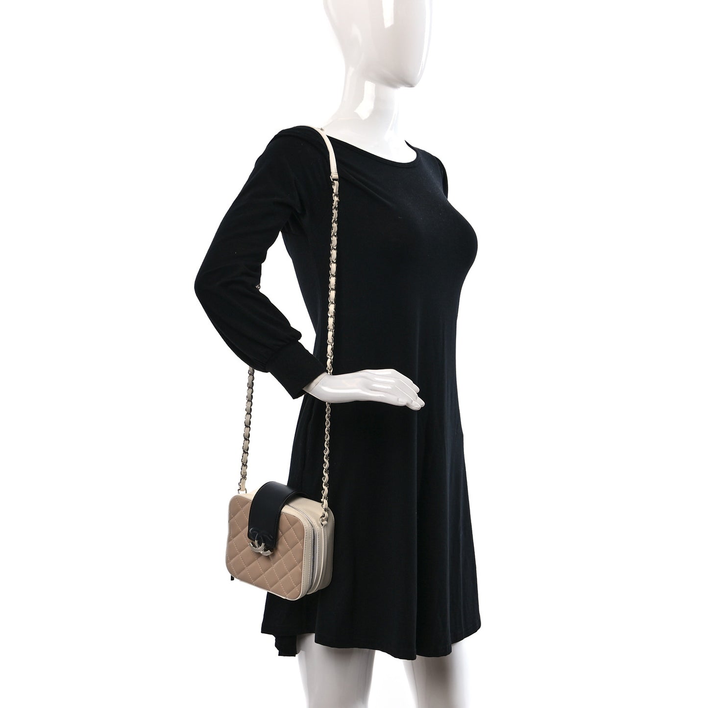 Lambskin Quilted Mini CC Box Camera Bag Beige White Black