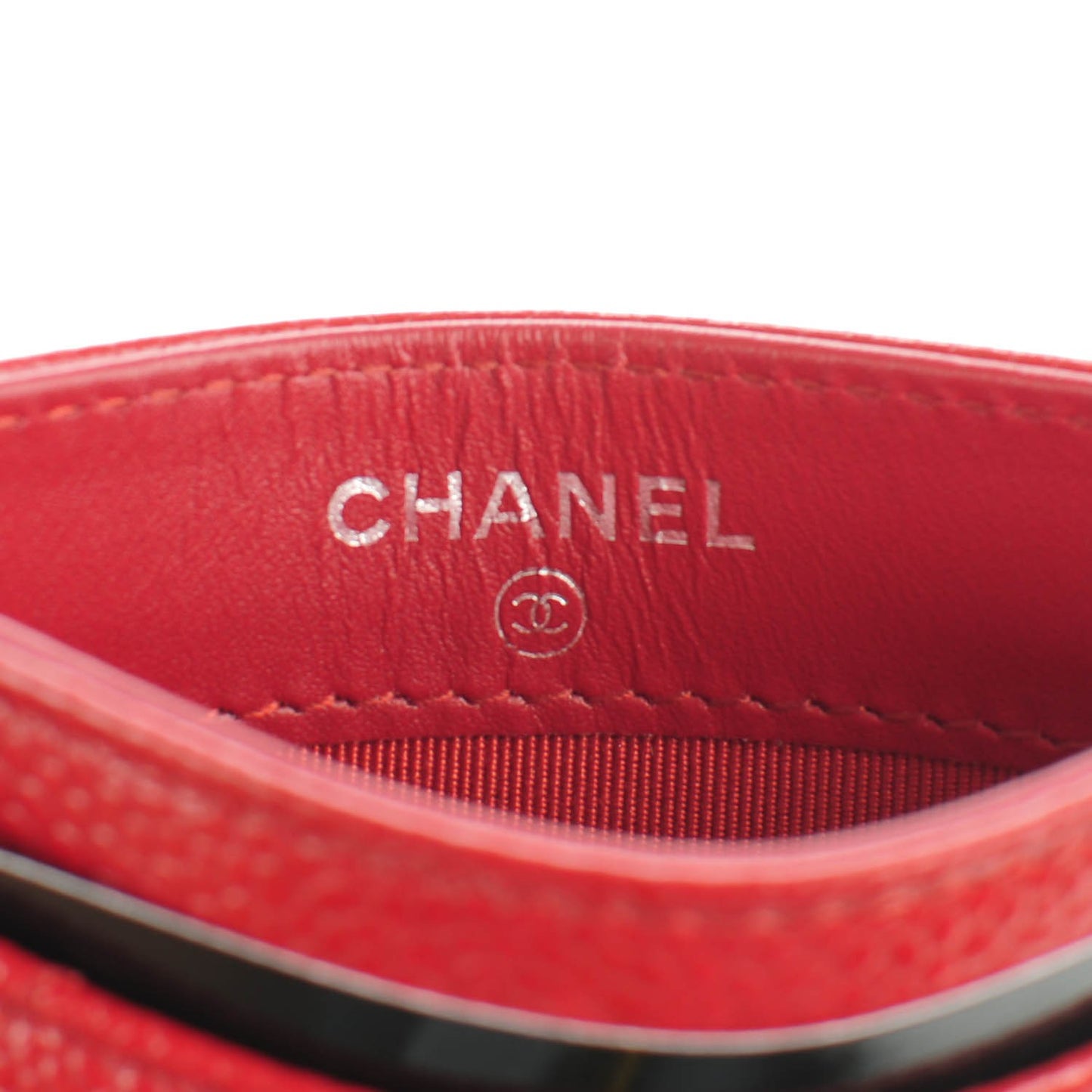 Caviar Quilted Card Holder Red