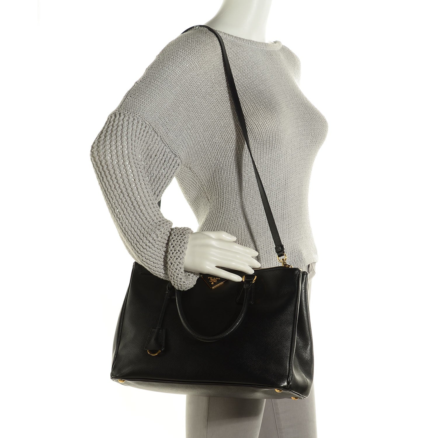Prada Saffiano Lux Medium Double Zip Tote Nero Black 2 of 10