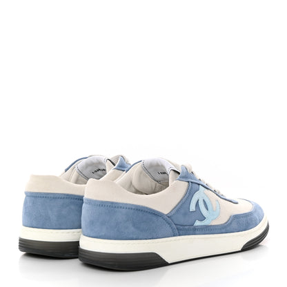 Chanel Suede Kidskin Womens CC Sneakers 39 White Blue 4 of 15