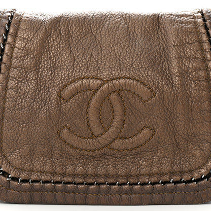 Chanel Metallic Deerskin Small Luxe Ligne Flap Bronze 8 of 16