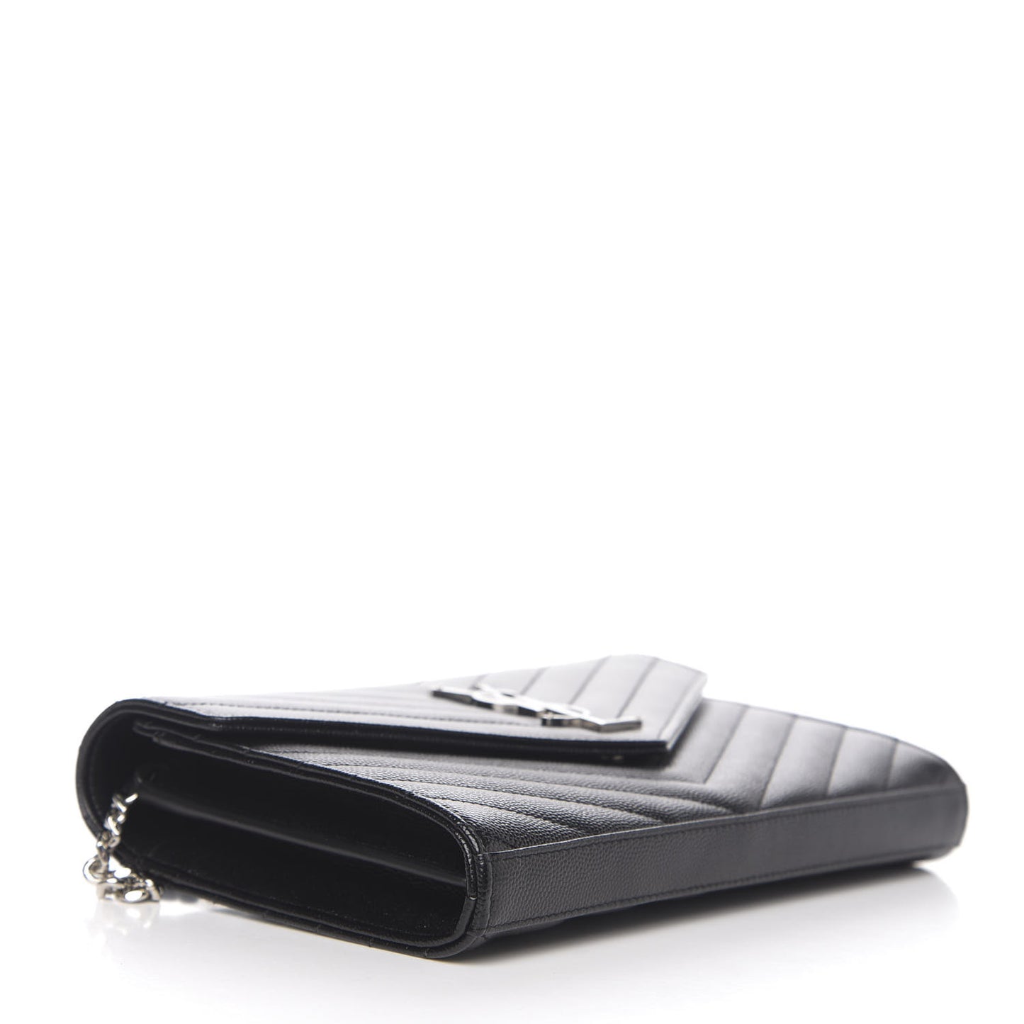 Grain De Poudre Matelasse Chevron Monogram Chain Wallet Black