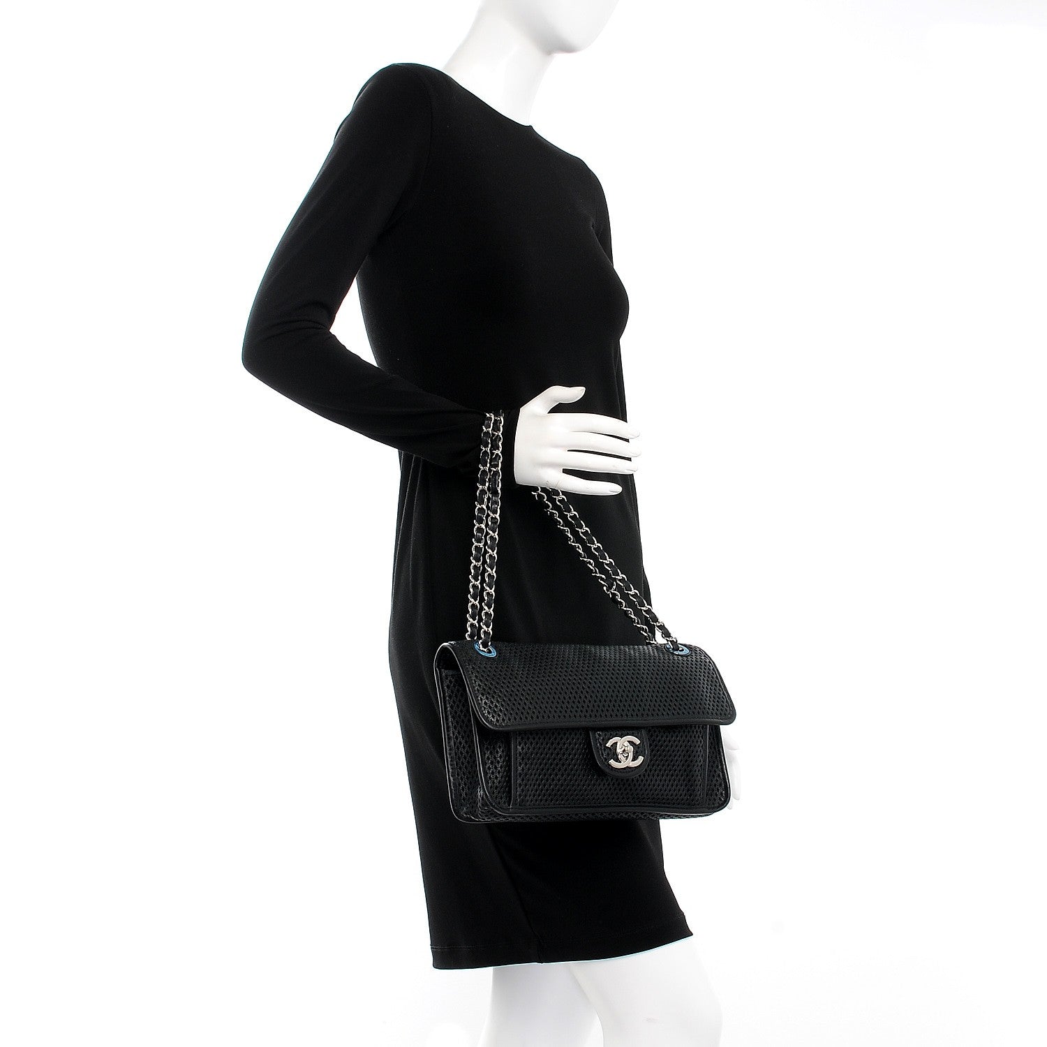 Chanel Perforated Calfskin Large Up In The Air Flap Black 2 of 10