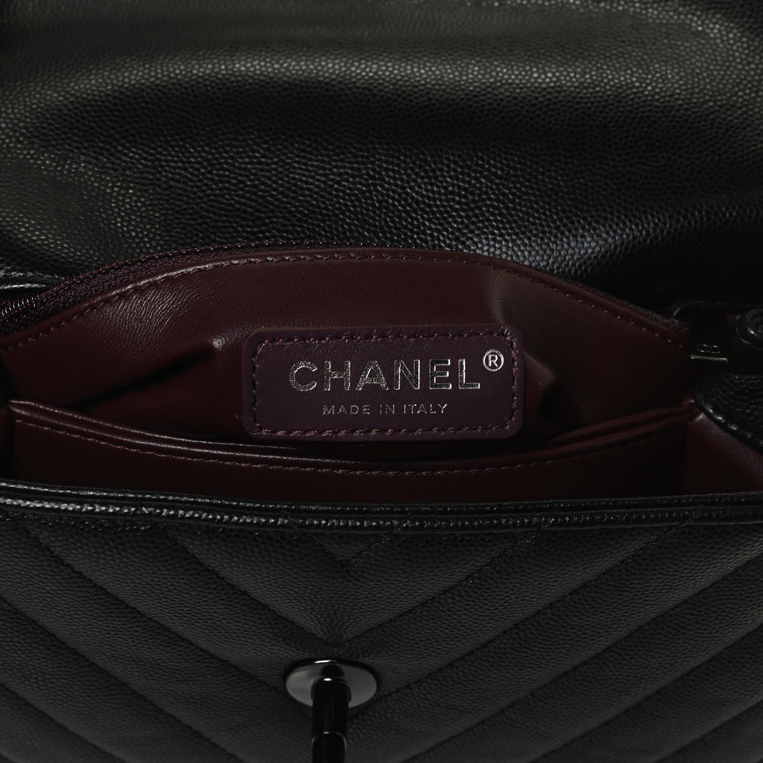 Chanel Caviar Chevron Quilted Mini Coco Handle Flap So Black 7 of 14