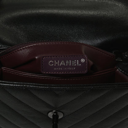 Chanel Caviar Chevron Quilted Mini Coco Handle Flap So Black 7 of 14