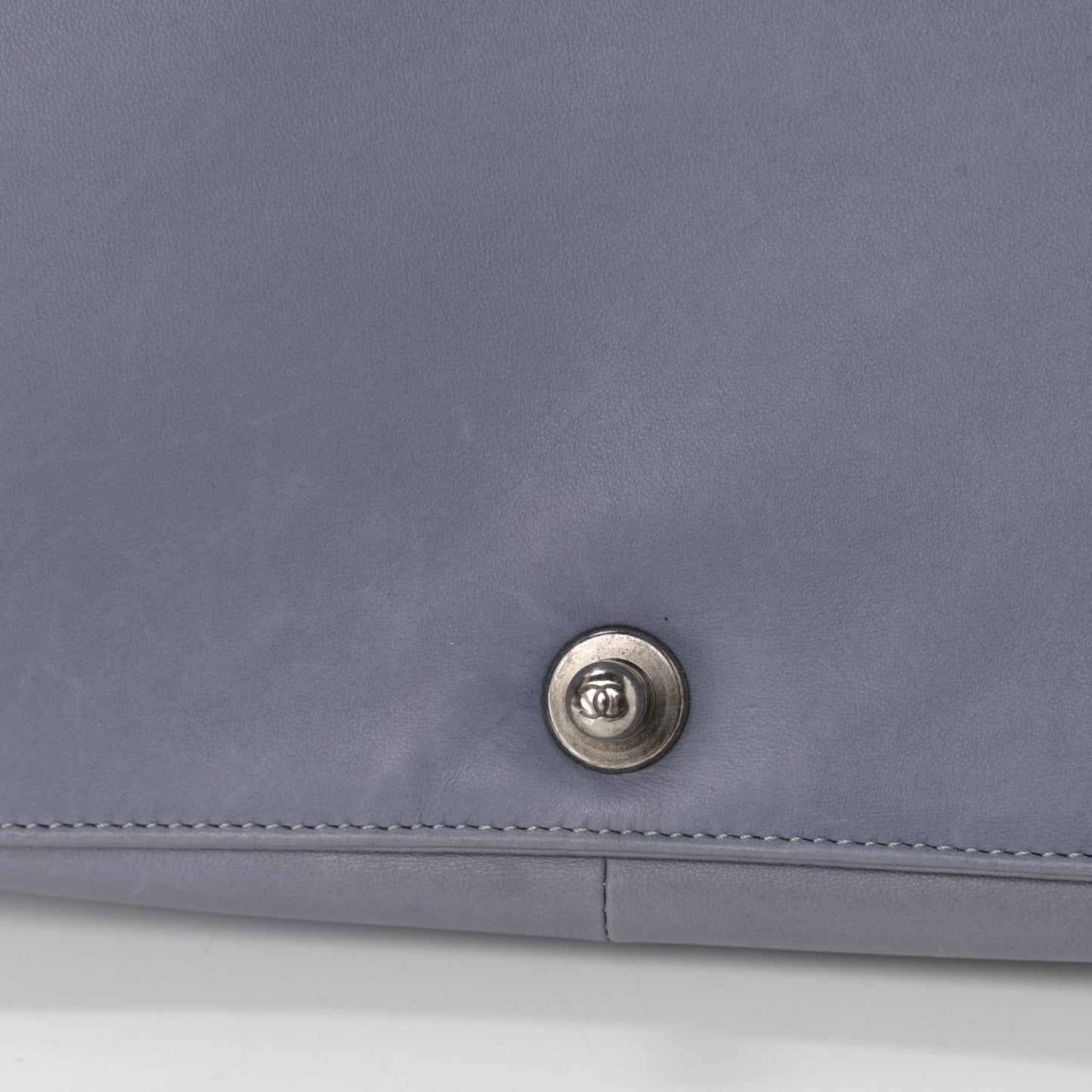 Lambskin Quilted Large Boy Flap Grey