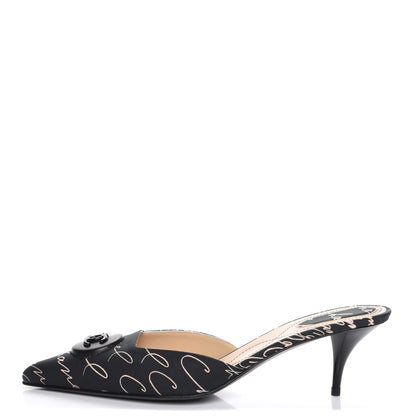 Chanel Toile Printed CC Mules 39.5 Black 1 of 8