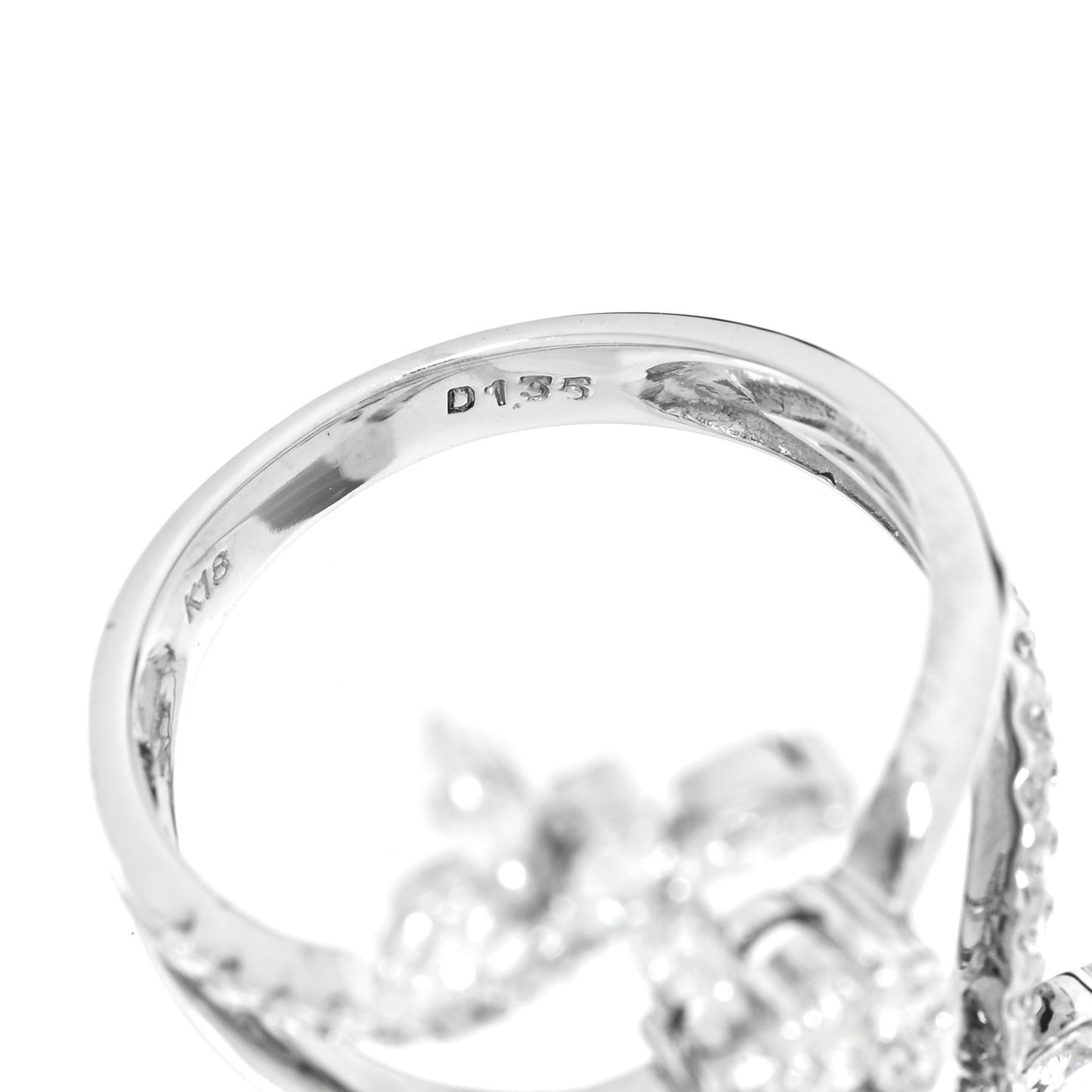 18K White Gold Diamond 1.35ctw Floral Butterfly Ring  56 7.5