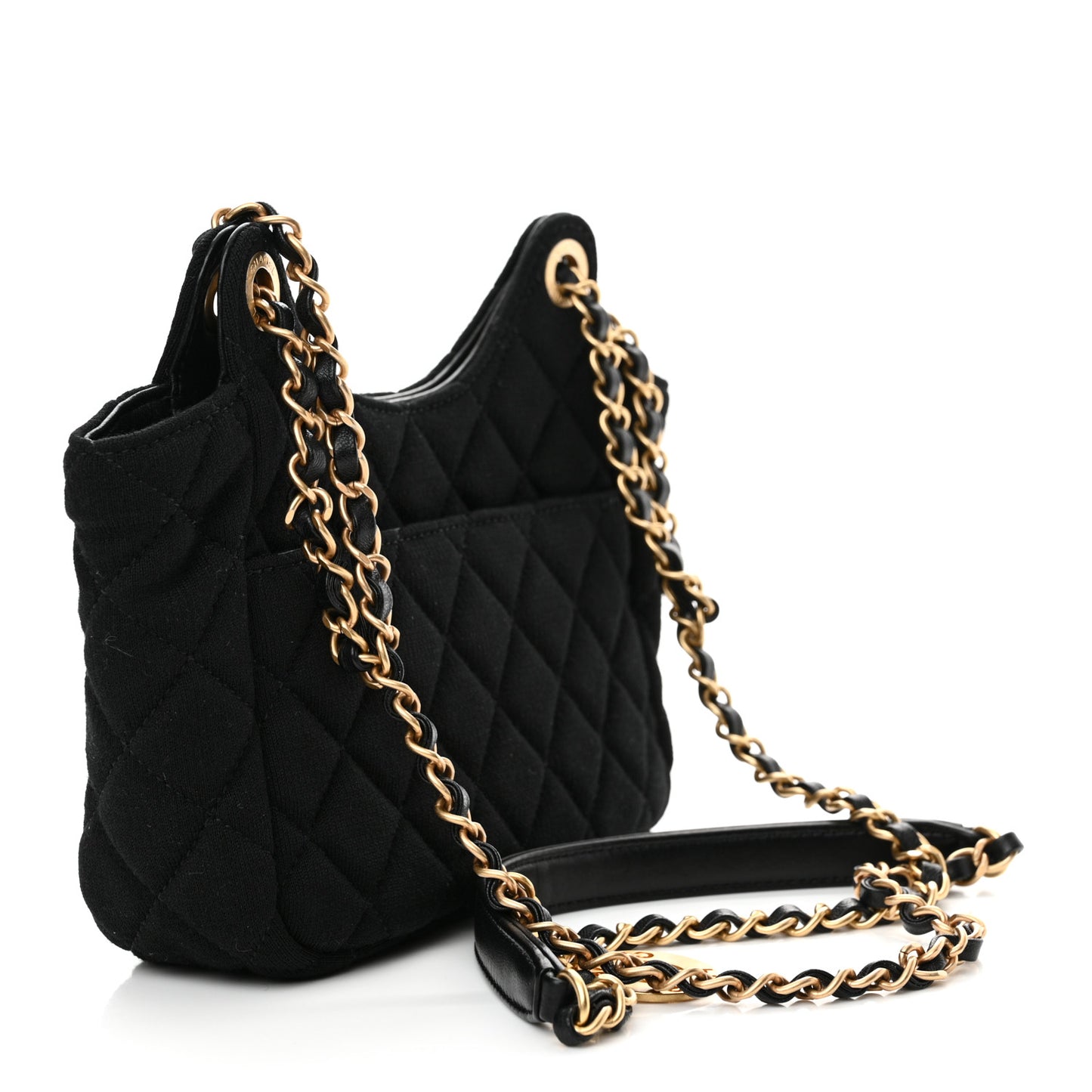 Jersey Quilted Small Wavy CC Hobo Black