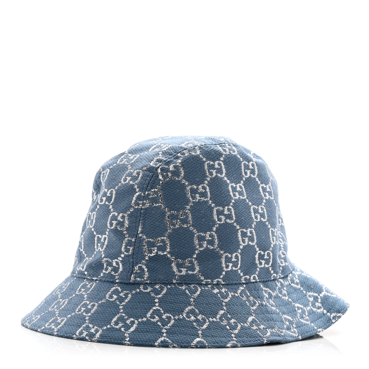 Canvas Lame GG Monogram Bucket Hat XS Light Blue Silver