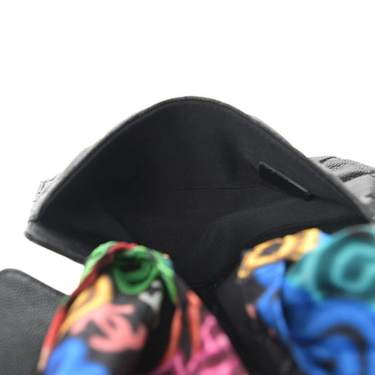Chanel Caviar Fabric Graffiti Foldable Tote Bag With Chain Black Multicolor 10 of 18