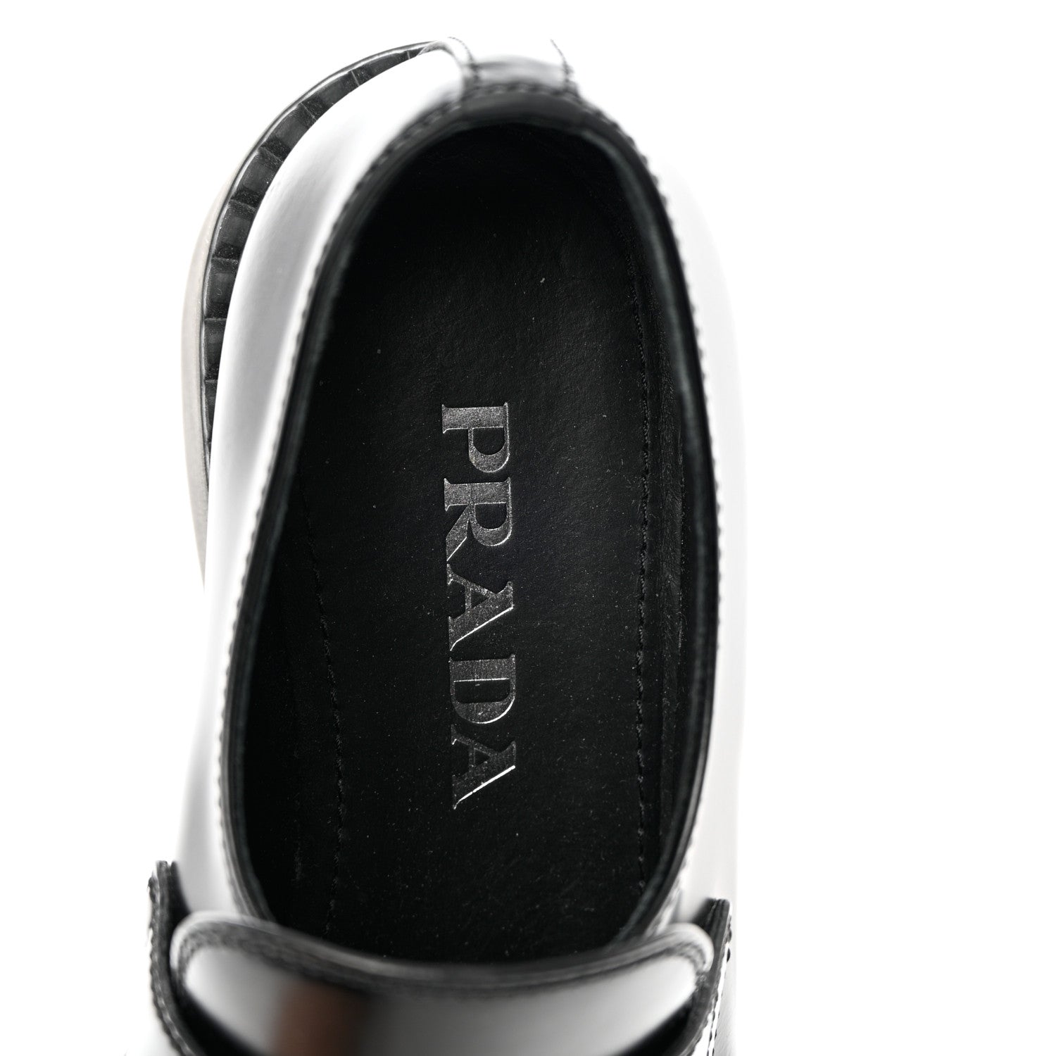 Prada Spazzolato Metal Triangle Logo 50mm Loafers 36 Black 7 of 9